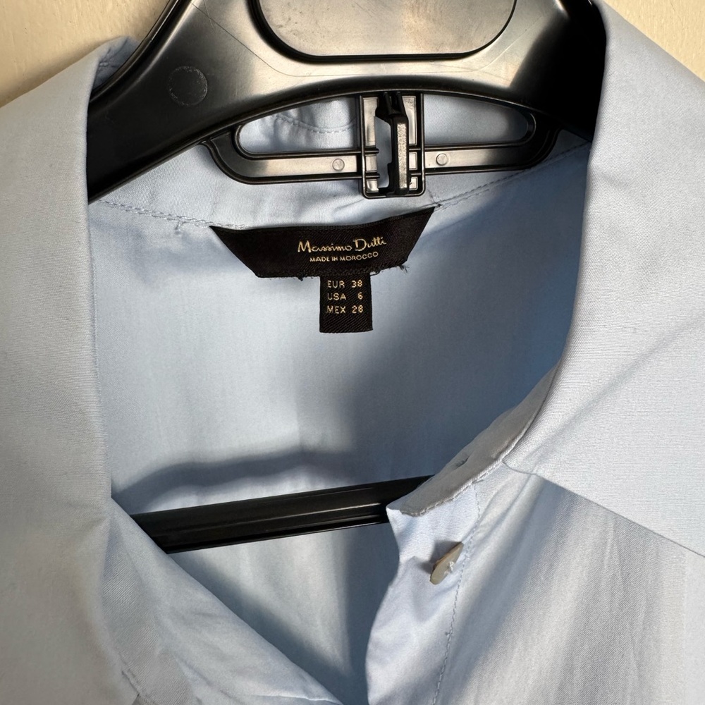 Massimo Dutti Pale Blue Cotton Dress Shirt - Size 38 - BNWT - Picture 5 of 9